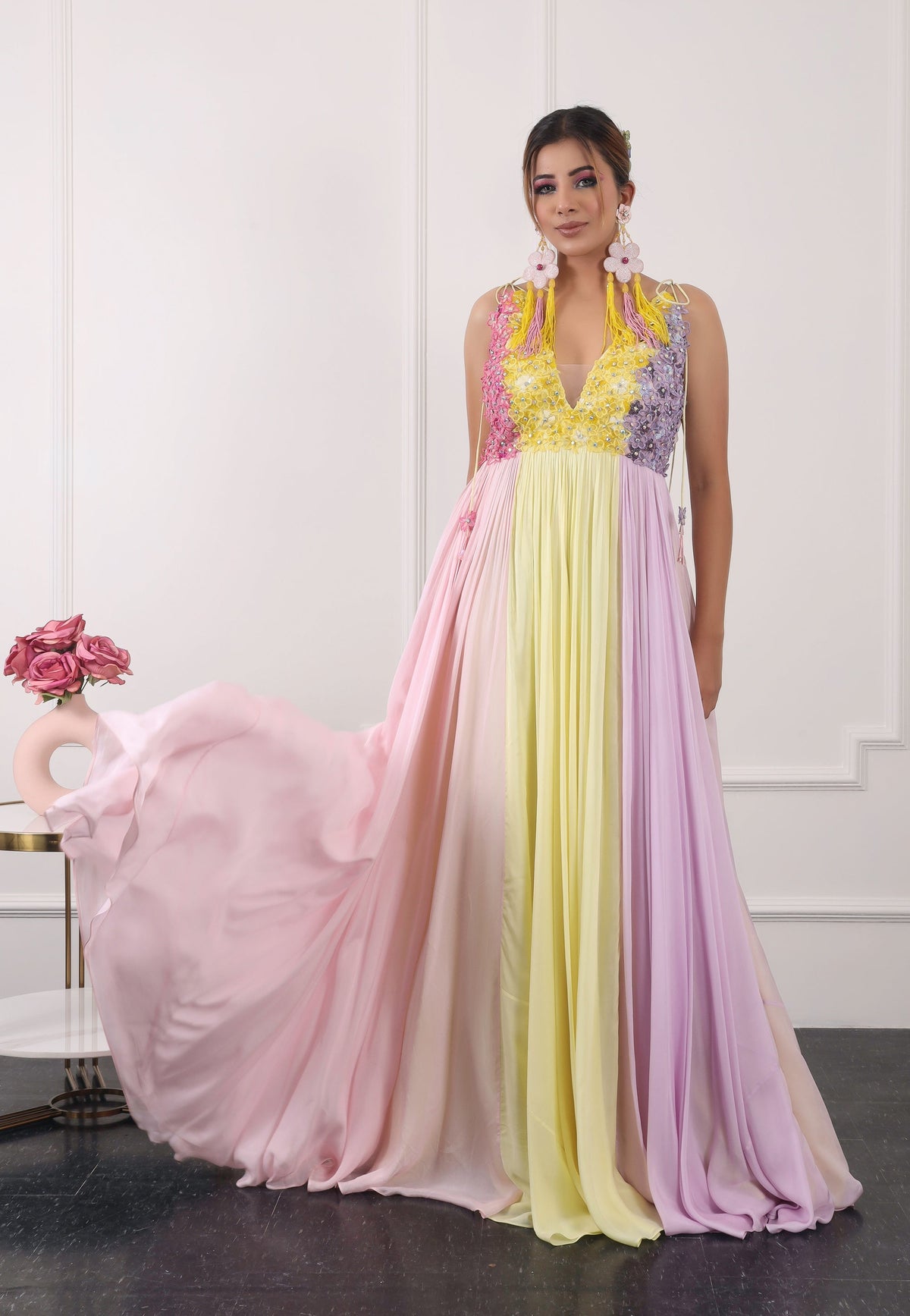 Pastel Colour Block Gown