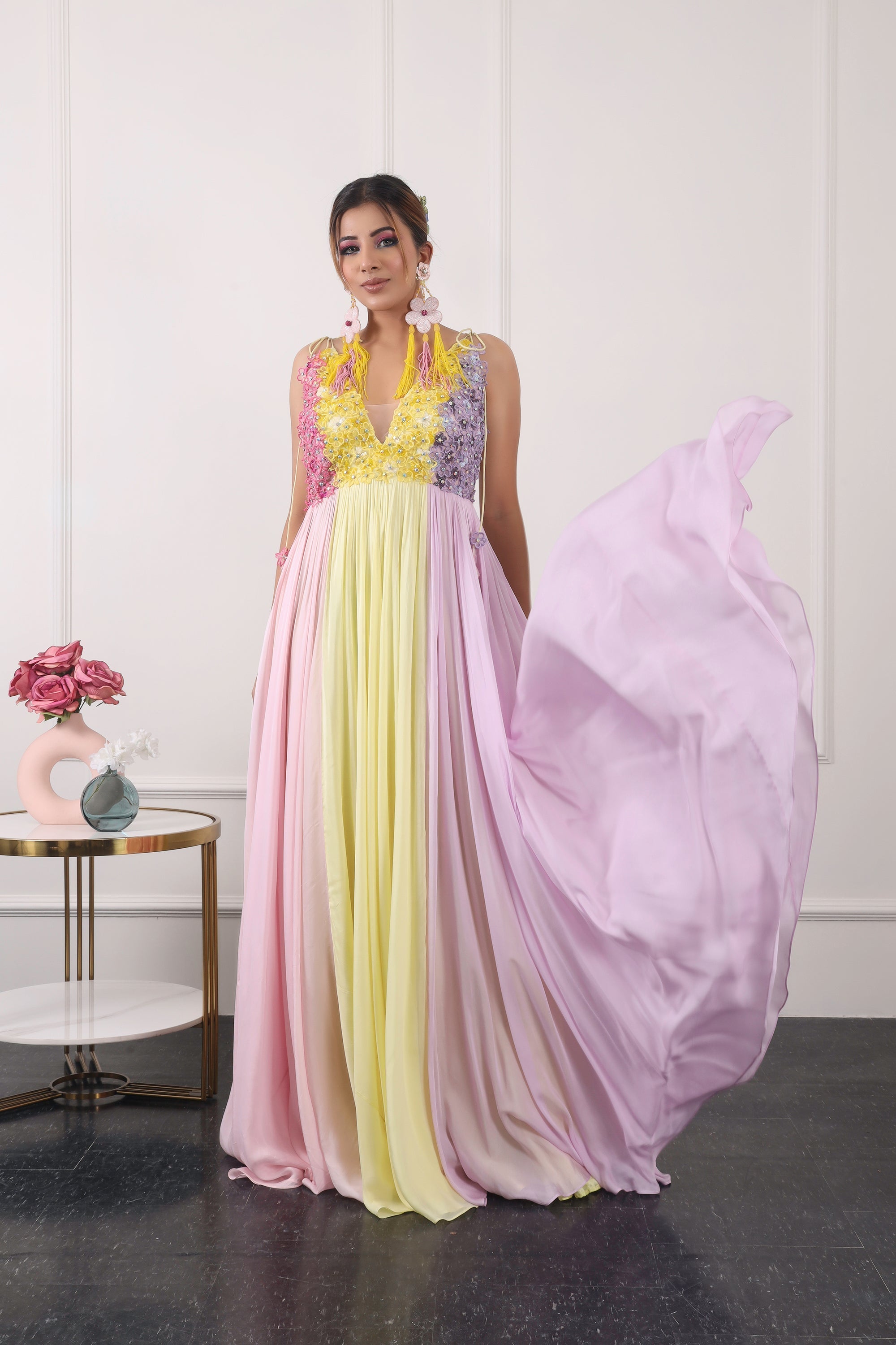 Pastel Colour Block Gown