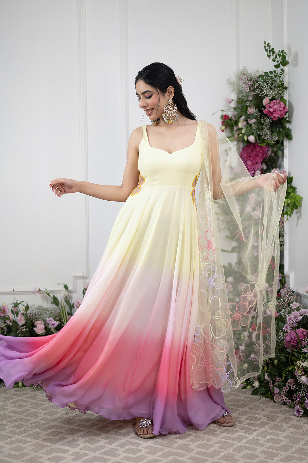 Pastel Ombre Side Cutout Anarkali