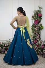 Green And Teal Crystal Lehnga Set