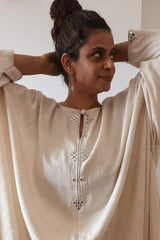 Embroidered Asymmetrical Kurta In Cotton