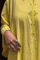 Embroidered Asymmetrical Kurta In Cotton