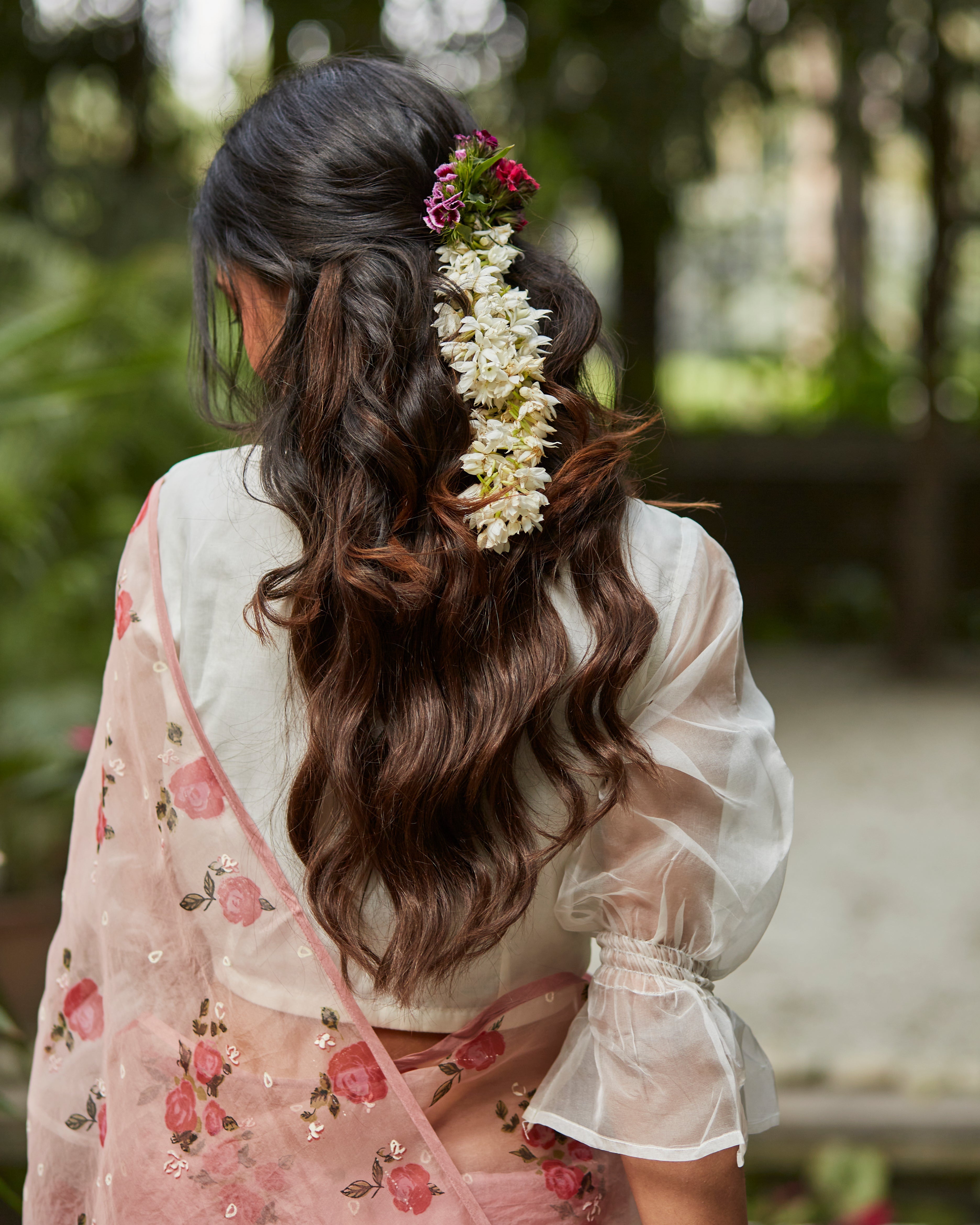 Ivory And Persian Rose  Saree Set