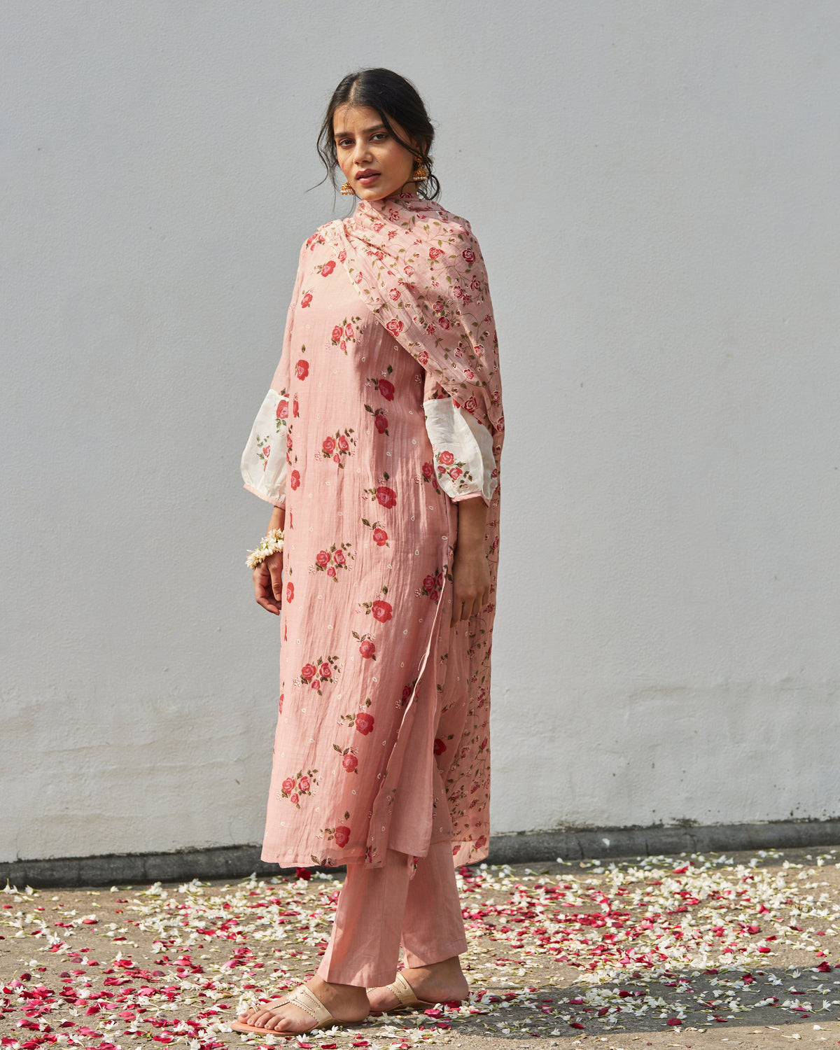 Old Rose And Ivory Kurta Set