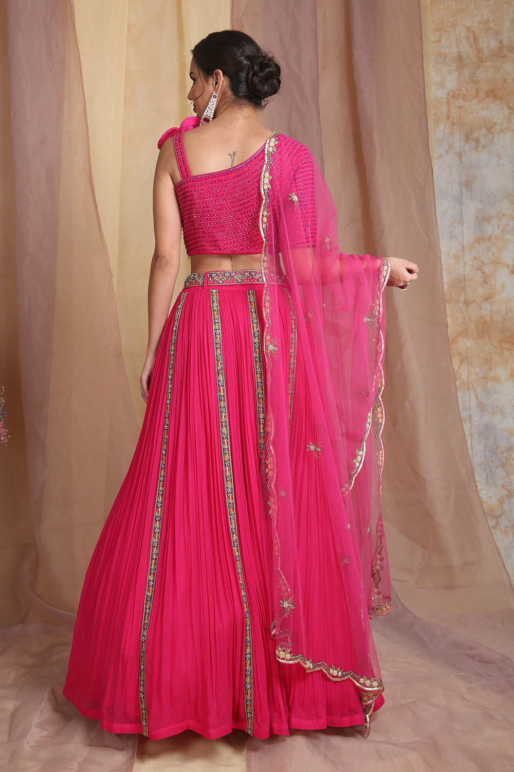 Hot Pink Flora Lehenga Choli