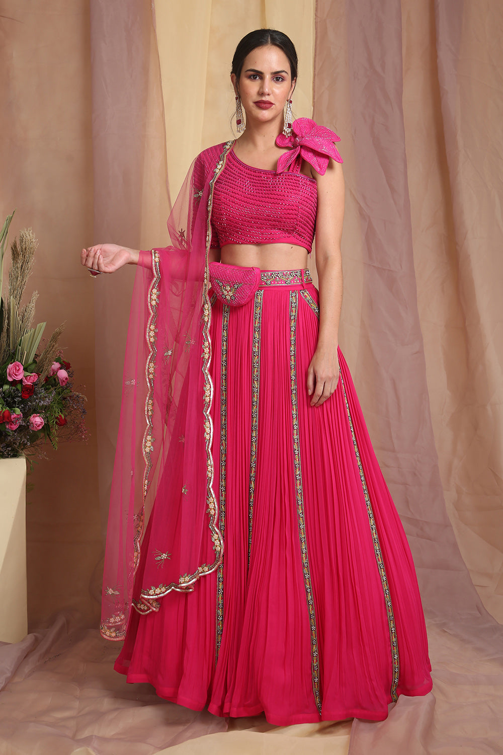 Hot Pink Flora Lehenga Choli