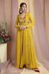 Yellow Embroidered Slit Anarkali