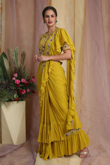 Radiant Yellow Belt Bag Drape Saree