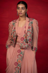 Enipeus Plazo Saree With Embroidered Jacket