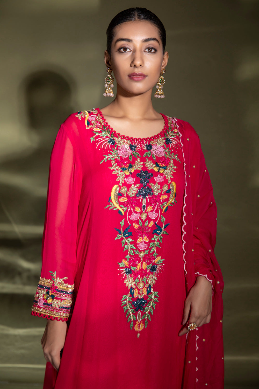 Athena Embroidered Suit With Dupatta