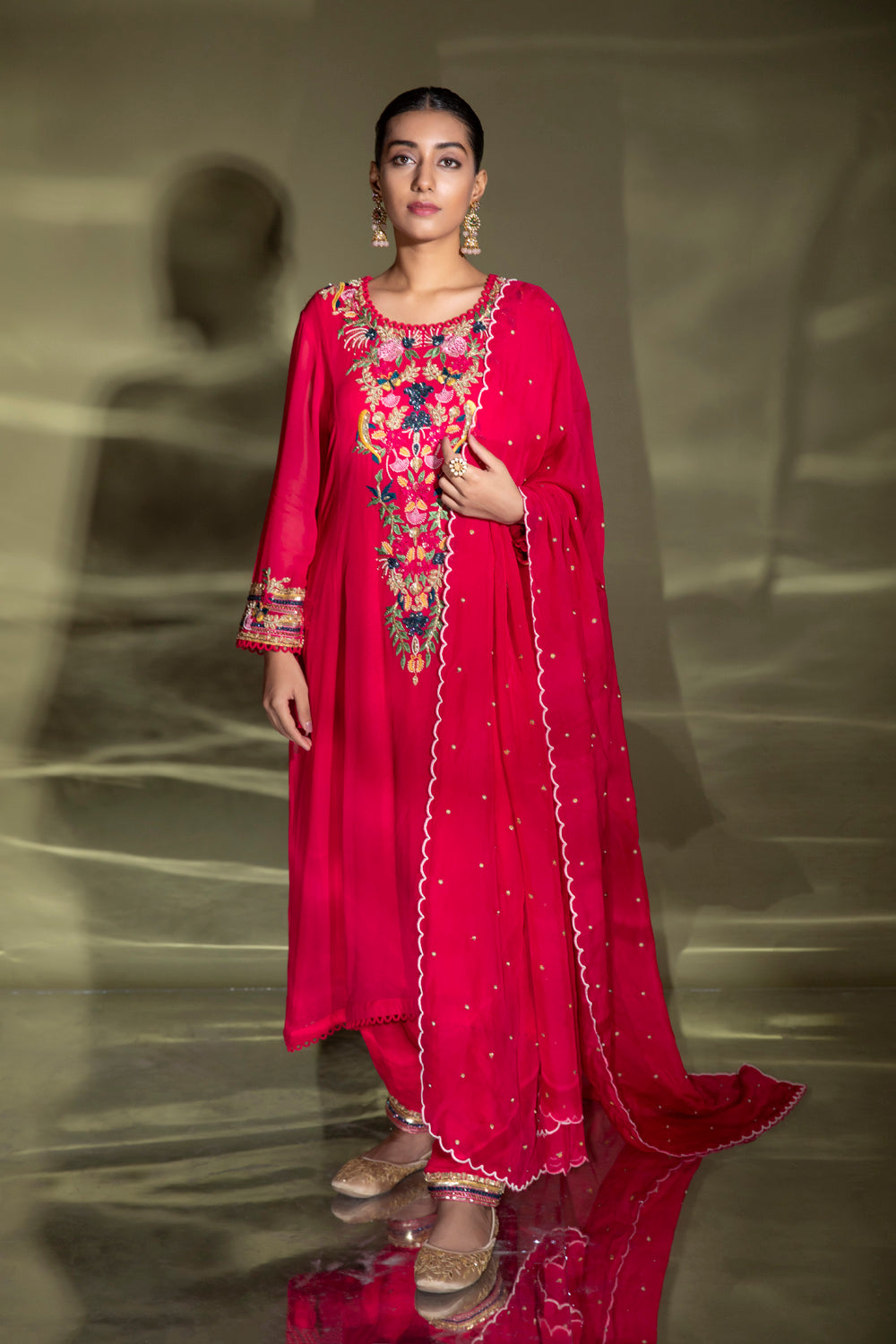 Athena Embroidered Suit With Dupatta