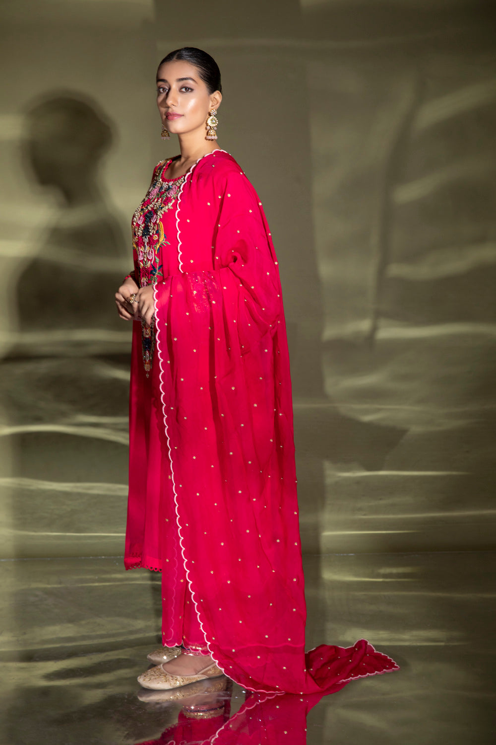 Athena Embroidered Suit With Dupatta