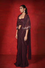 Arcane Drape Saree With Embroidered Cape