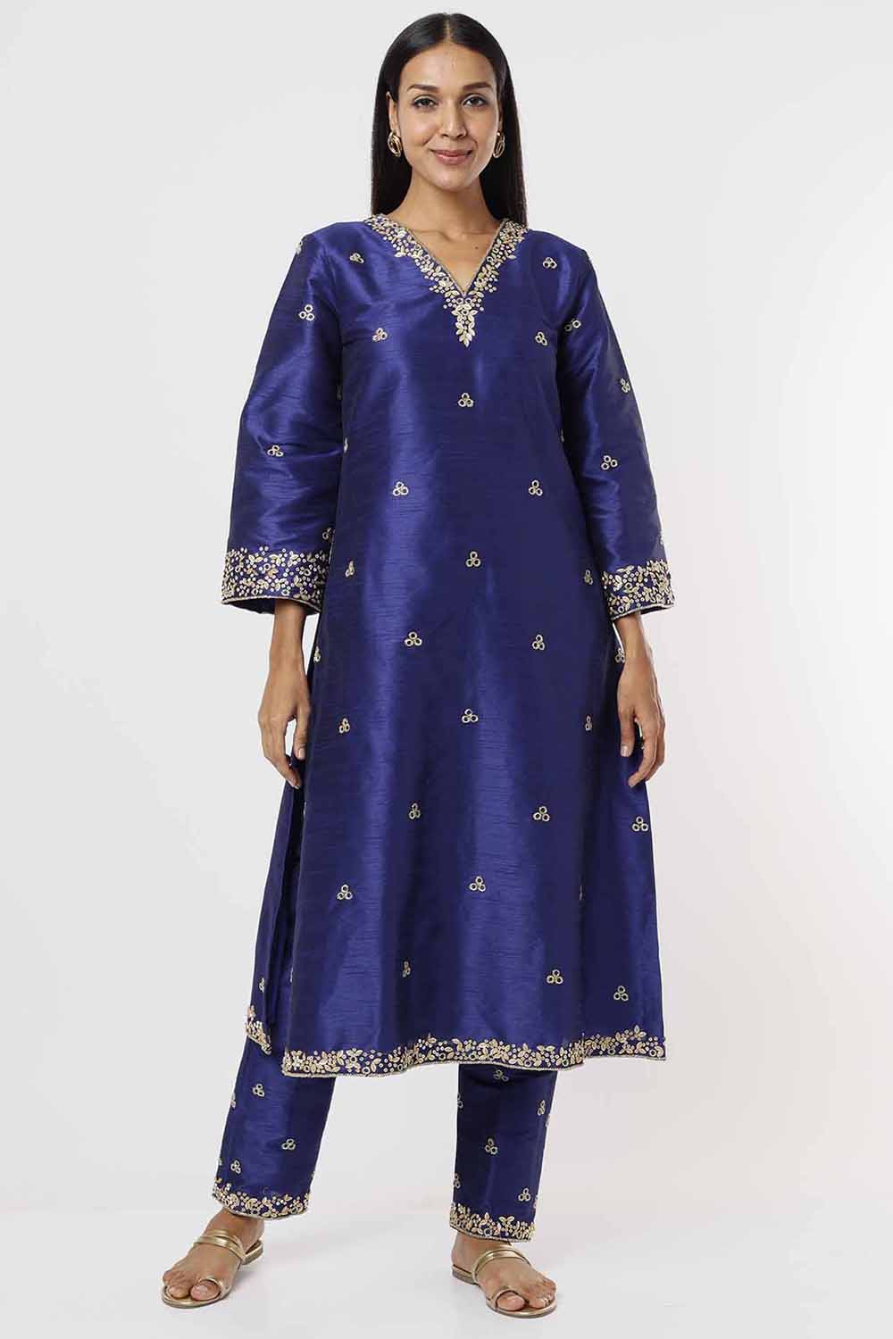 Royal Blue Kurta And Pants Set