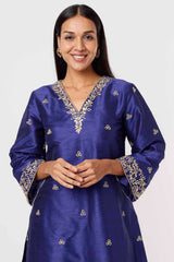 Royal Blue Kurta And Pants Set