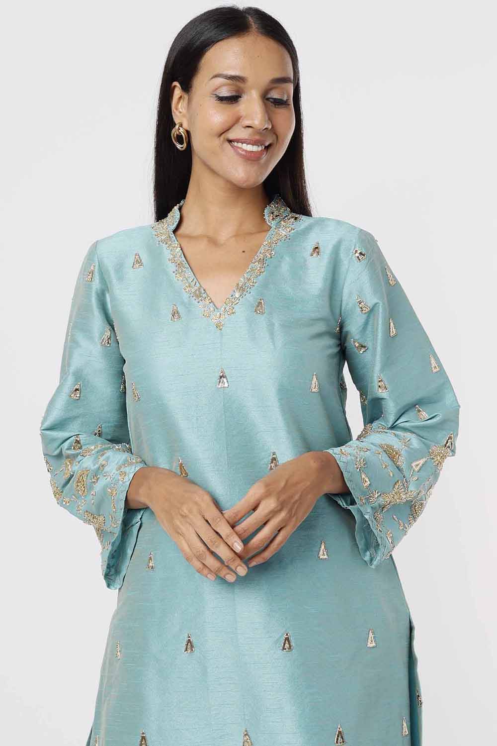 Sky Blue Kurta And Pants Set