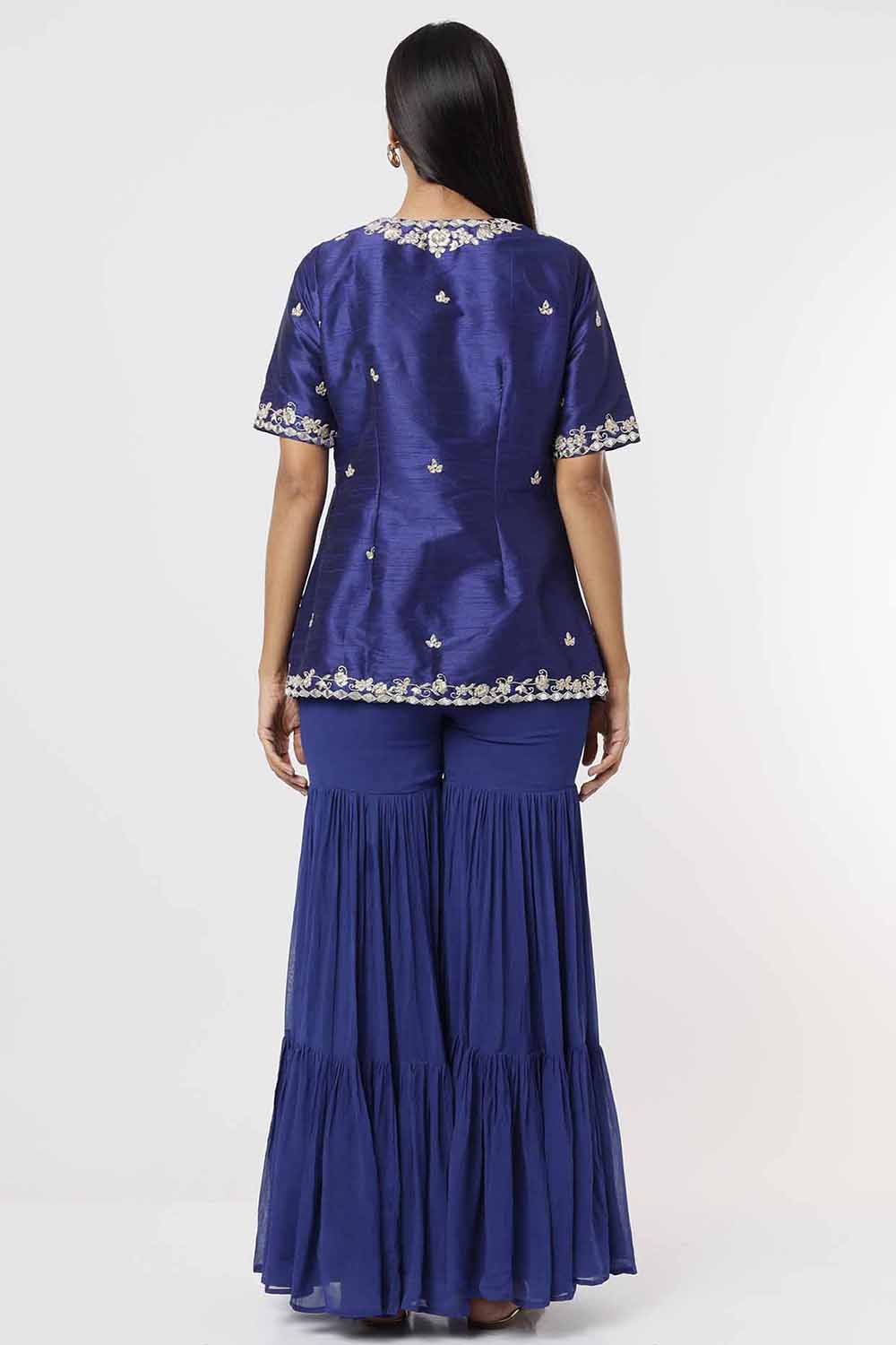 Royal Blue Kurta And Sharara Set