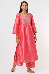 Coral Pink Kurta And Pants Set