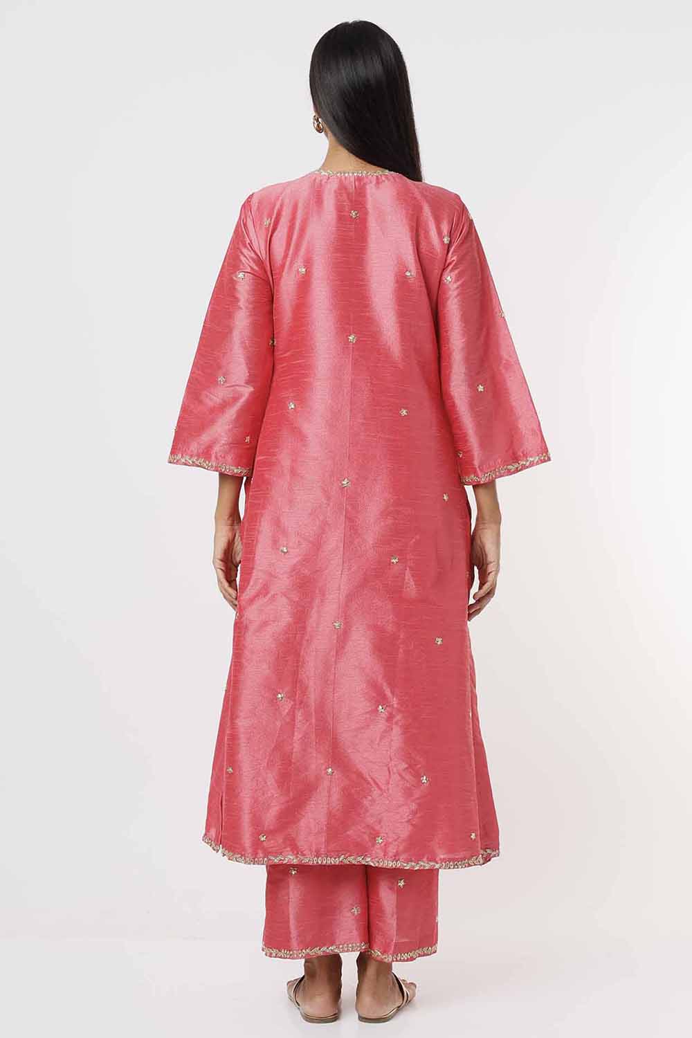 Coral Pink Kurta And Pants Set