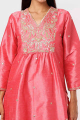 Coral Pink Kurta And Pants Set