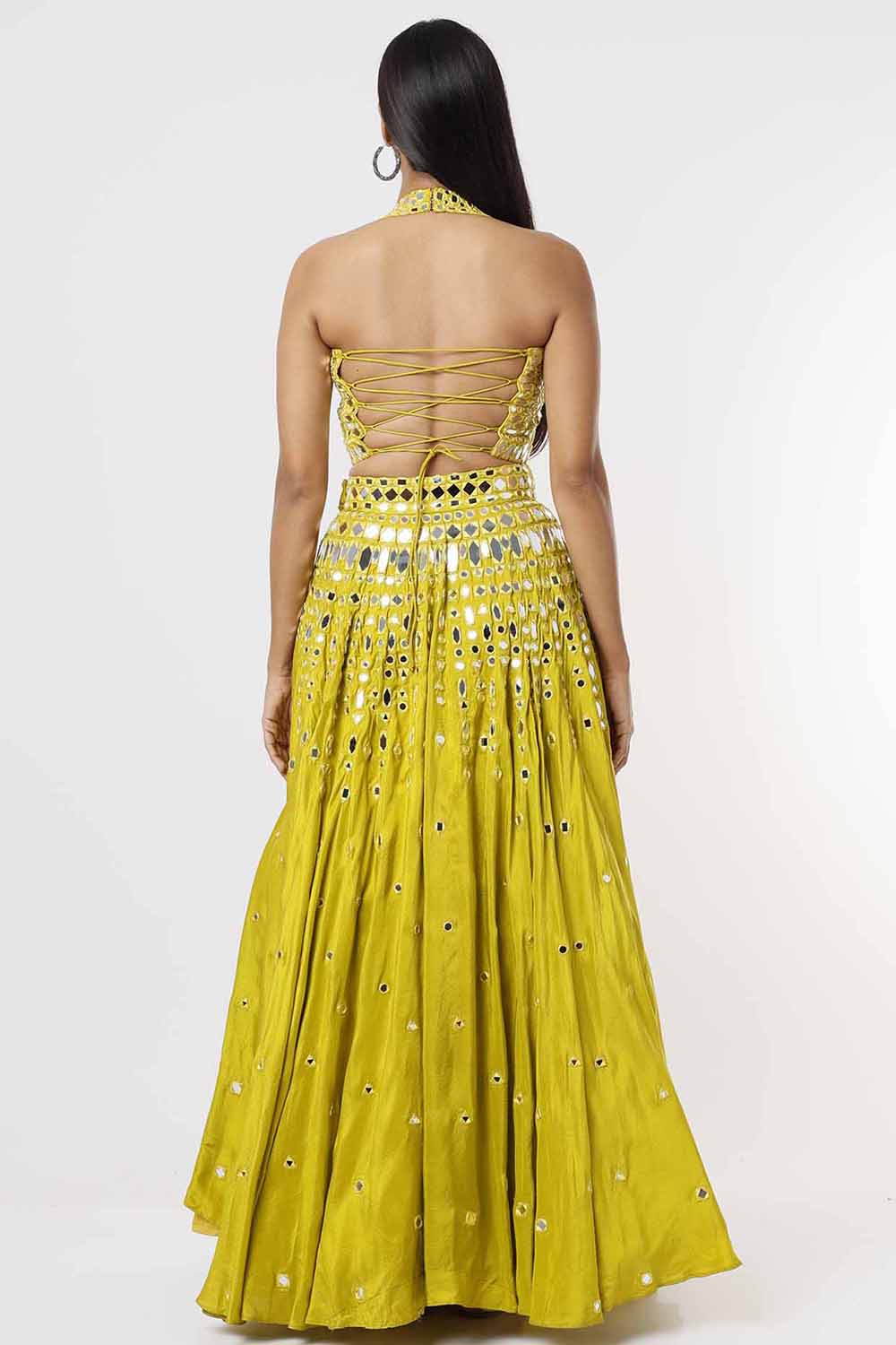 Lime Green Mirror Lehenga Set