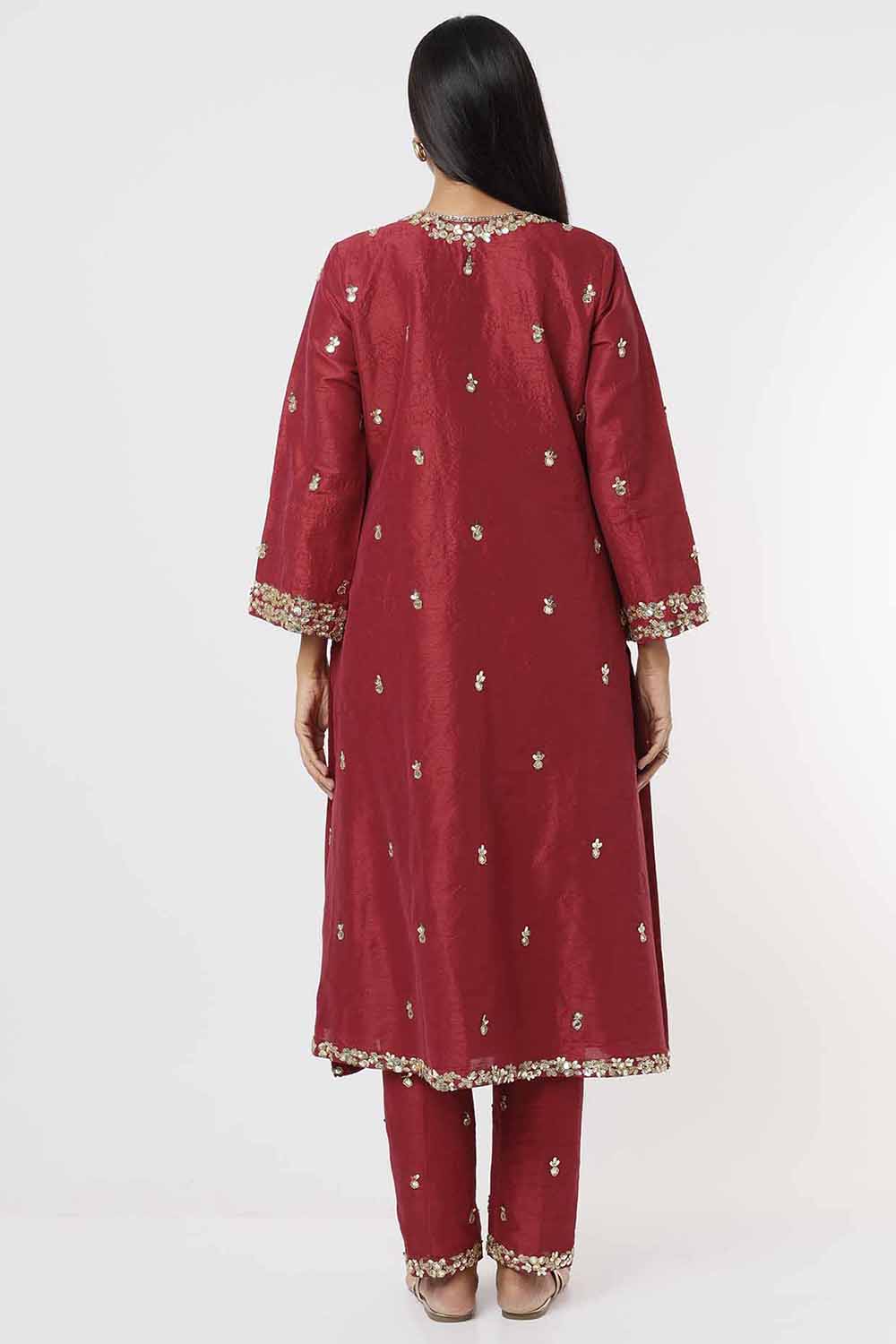 Raspberry Red Kurta And Pants Set