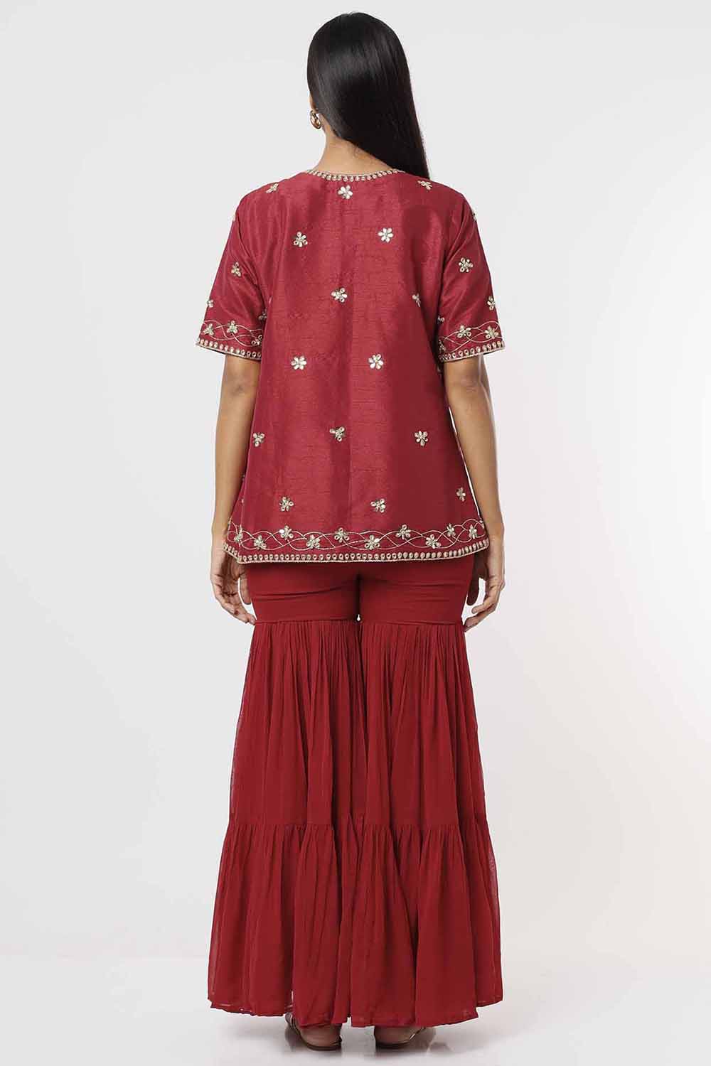 Raspberry Kurta And Sharara Set