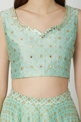 Embroidered & Printed Mint Green Lehenga Set