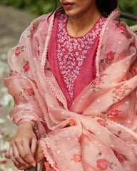 Fuchsia And Old Rose Kurta Set