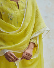 Ivory And Lime  Kurta Set