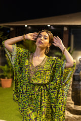 Green Kaftan Top With Sharara Pants