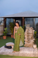 Green Choli With Draped Sari