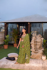 Green Choli With Draped Sari