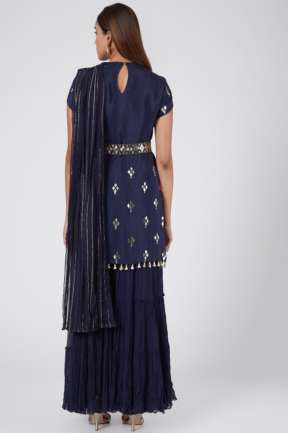 Embroidered Cobalt Blue Sharara Set