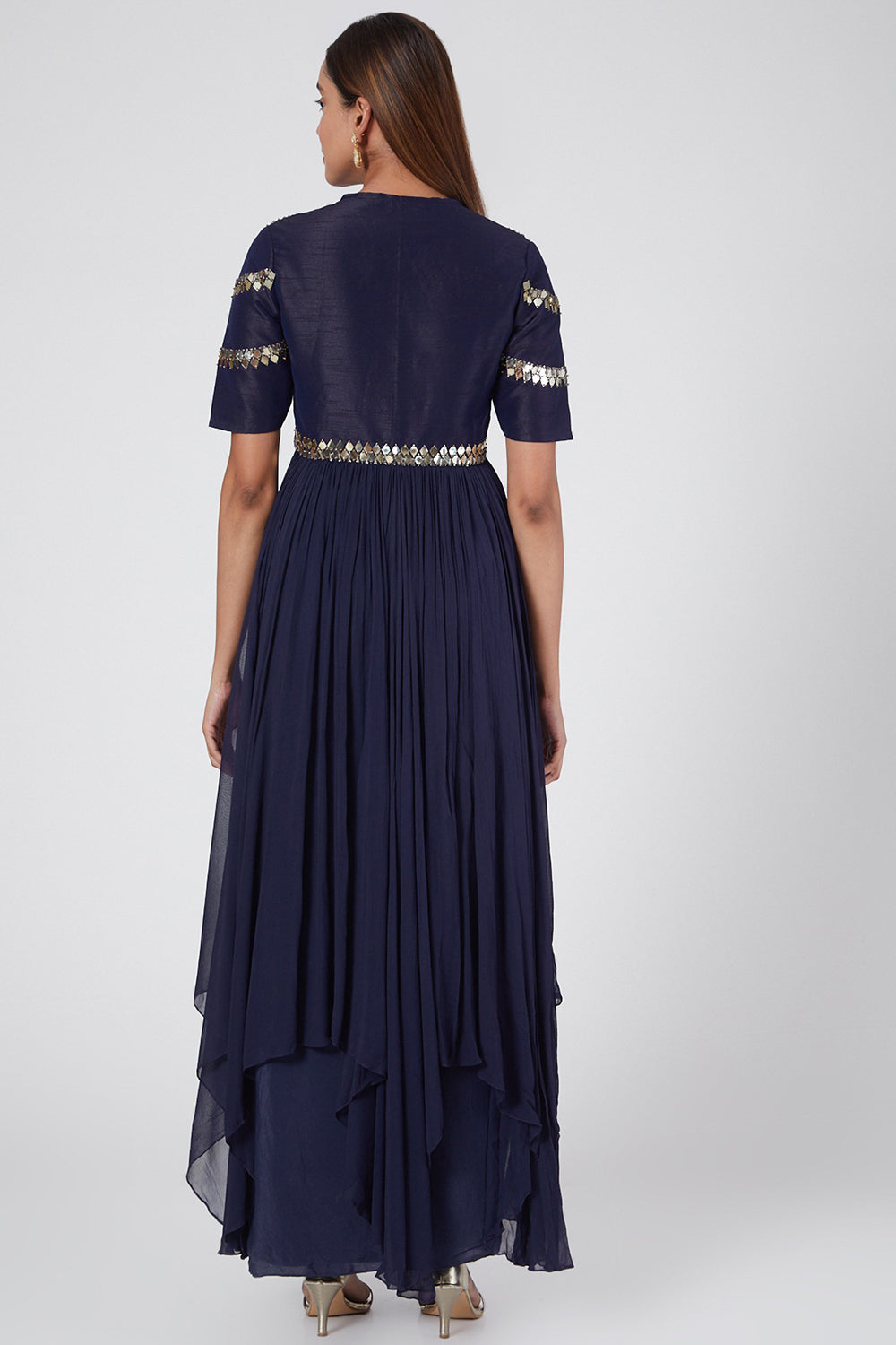 Embroidered Cobalt Blue Skirt Set