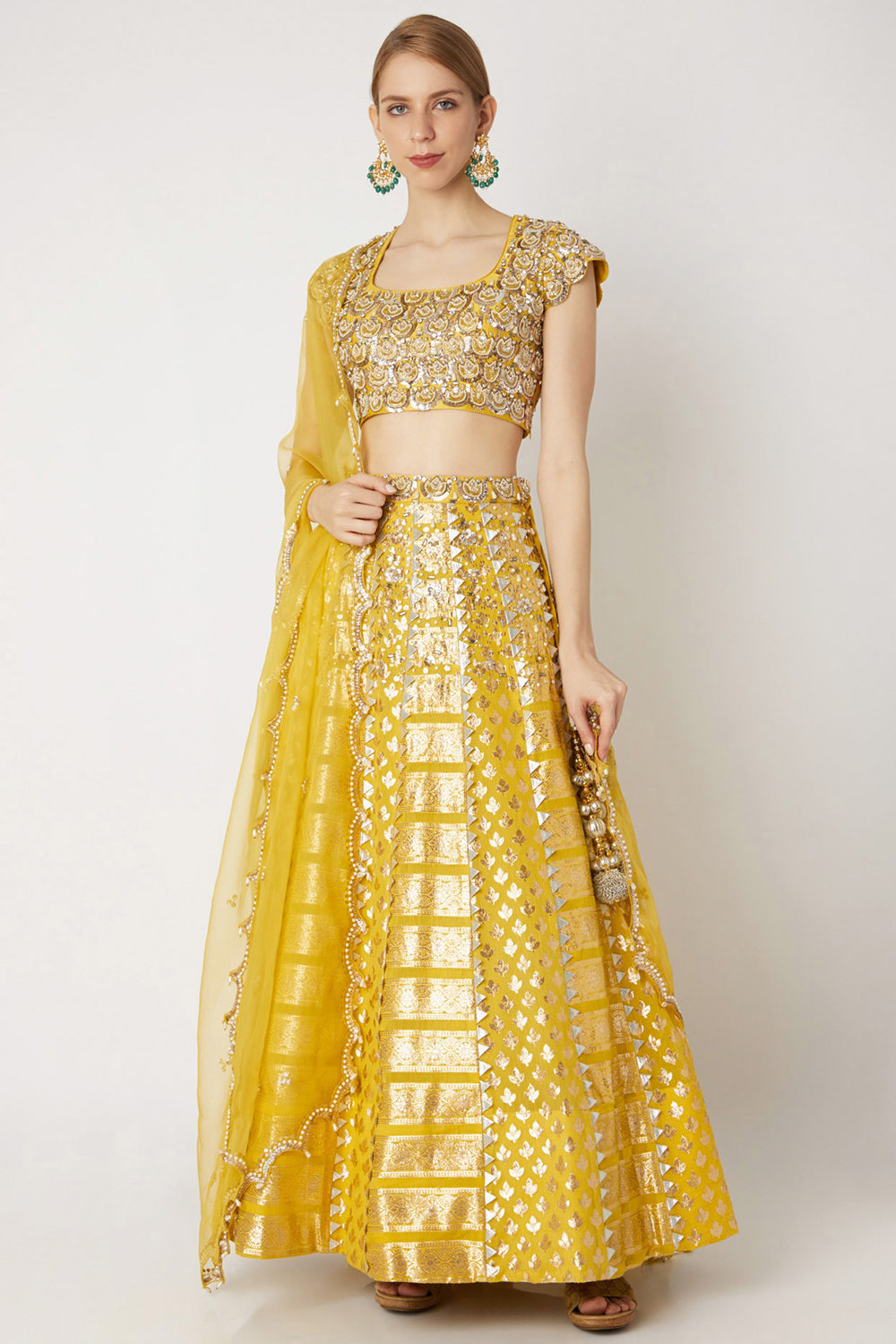 Embroidered Yellow Lehenga Set