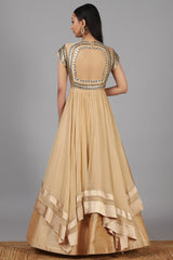 Hand Embroidered Beige Gown