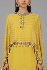 Embroidered Yellow Sharara Set