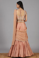 Embroidered Peach Lehenga Set