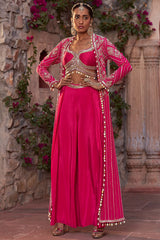 Crepe Hot Pink Sharara Set