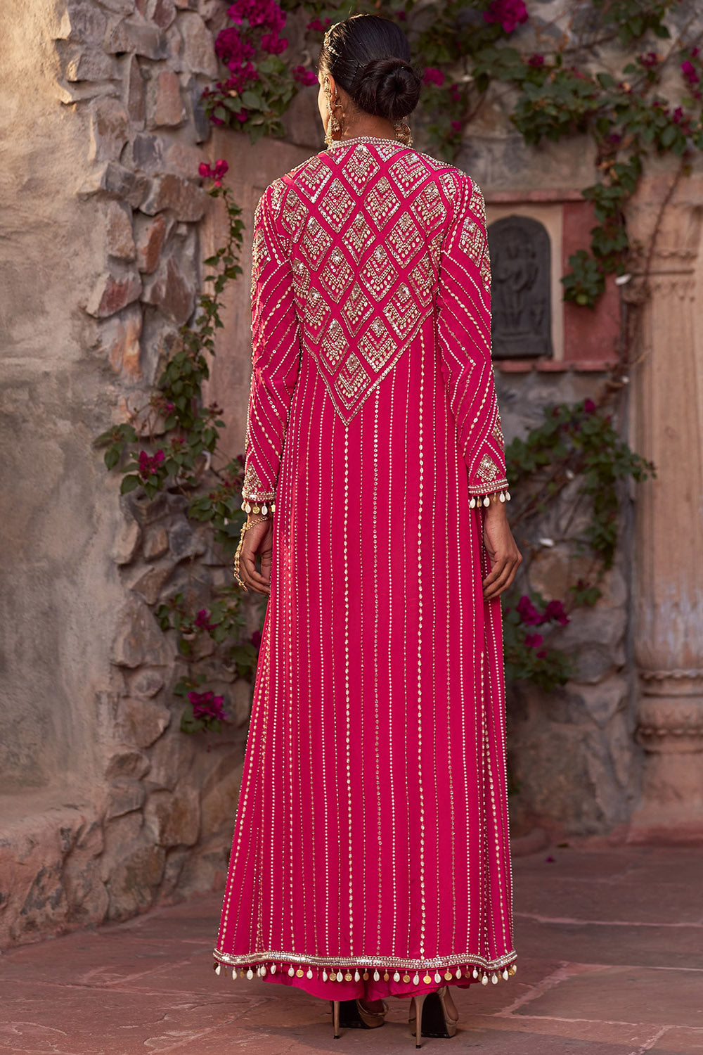 Crepe Hot Pink Sharara Set