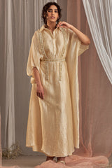 Hand Embroidered Ivory Kaftan Dress