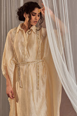 Hand Embroidered Ivory Kaftan Dress