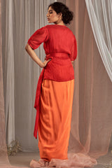 Draped Orange Skirt Set