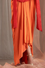 Draped Orange Skirt Set