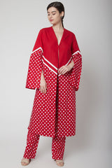 Polka Dot Red Printed Blazer Set