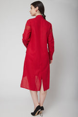 Blazer Red Dress With Organza Detailing