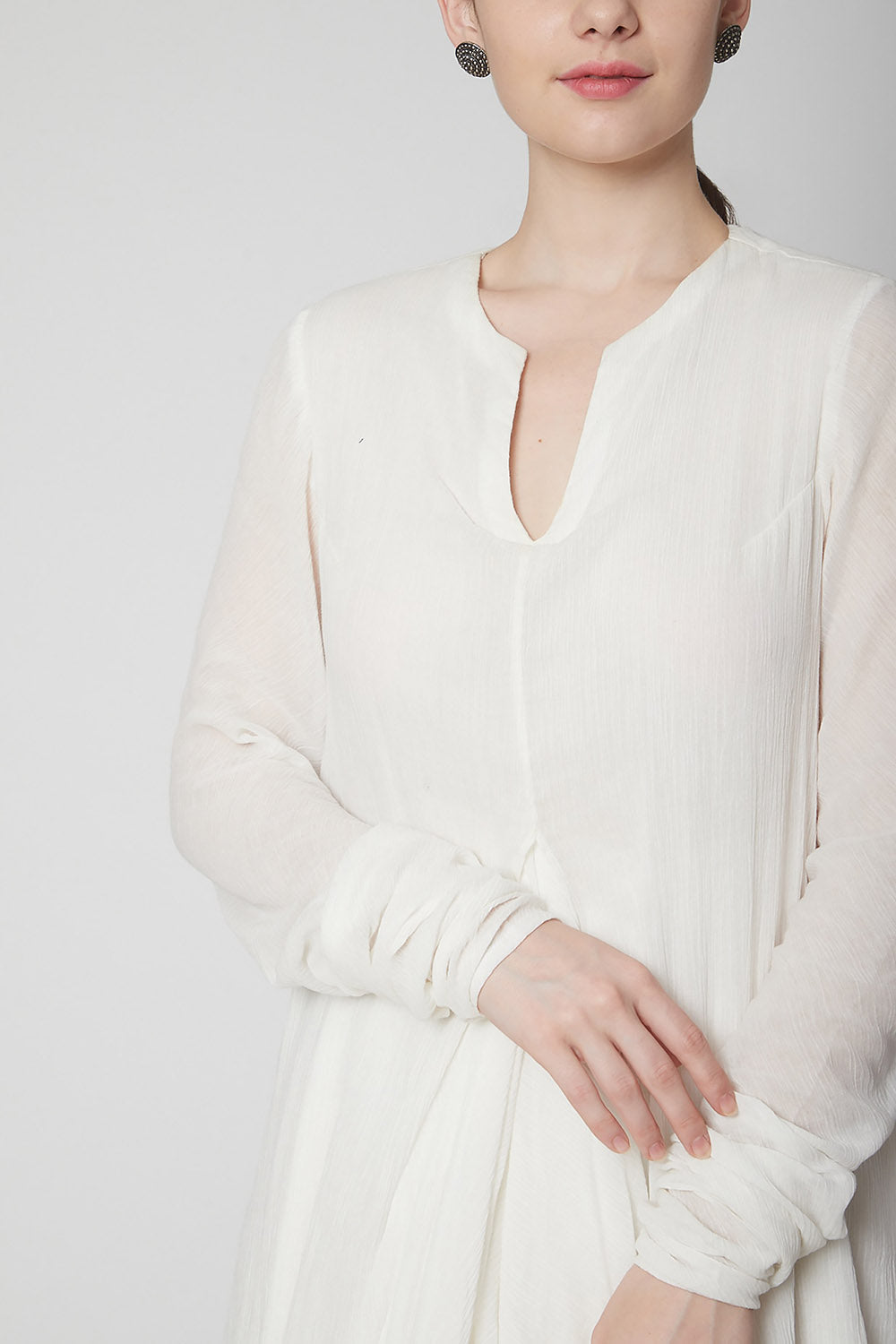 Draped White Cotton Kurta