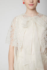 Embroidered White Cape With Skirt