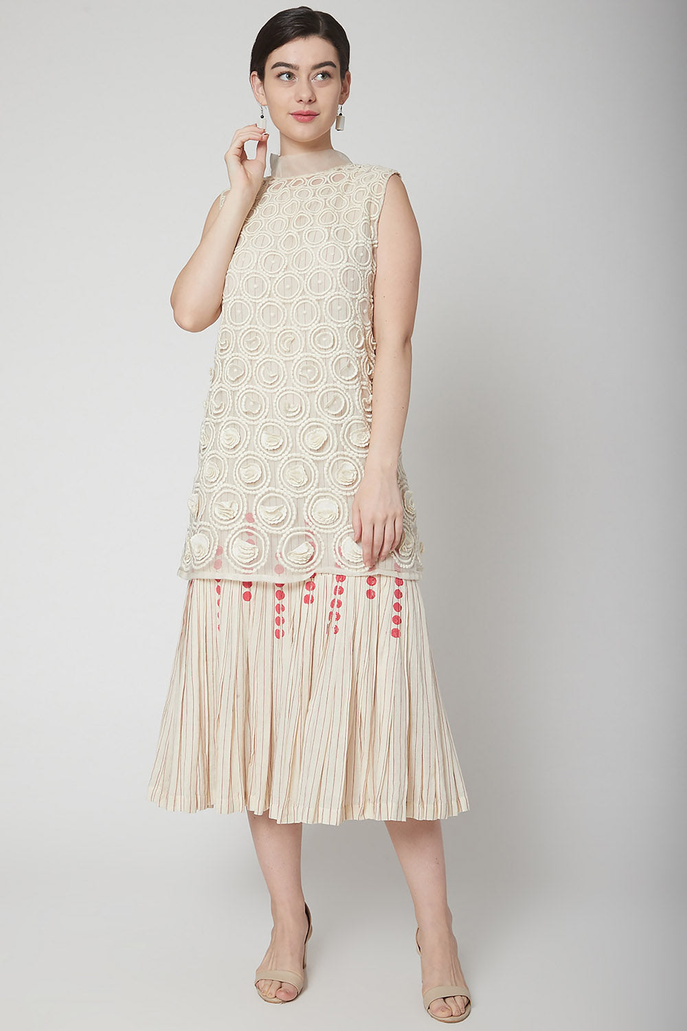 Embroidered White Organza Dress